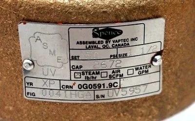 NEW SPENCE 0041HGA STEAM RELIEF VALVE