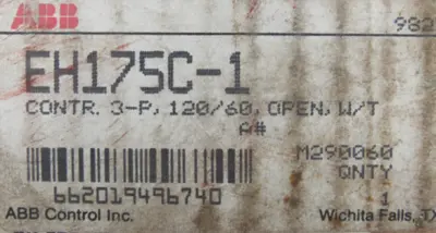 NEW ABB EH175C-1 CONTACTOR 3PH 120V 260AMP 3POLE