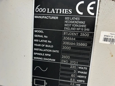 13"x40"cc CLAUSING COLCHESTER TOOLROOM Lathe, 2000