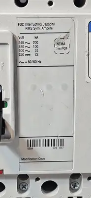 Eaton FDC 100K / FDC4020l 20A 600VAC 4 poles Circuit Breaker (BIN733)