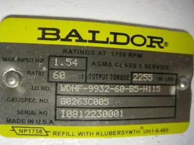 NEW BALDOR WDHF-9932-60-B5-H115 REDUCER BALDOR G0263C005 60:1 RATIO