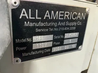Used 2007 ALL AMERICAN H168 Hot Stamping Presses Ohio US | HGR 24 #1305227