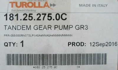 NEW TUROLLA 181.25.275.0C TANDEM GEAR PUMP GR3 211.25.173.0C 211.25.031.0C