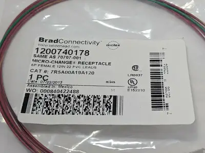 NEW MOLEX MICRO CHANGE RECEPTACLE 6P FEMALE, 12” 22 PVC LEAD