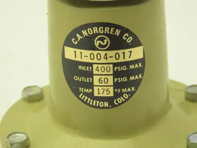 Norgren 11-004-017 Pneumatic Air Pressure Regulator 400PSI Max In 60PSI Out