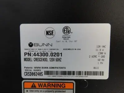 USED BUNN CRESCENDO