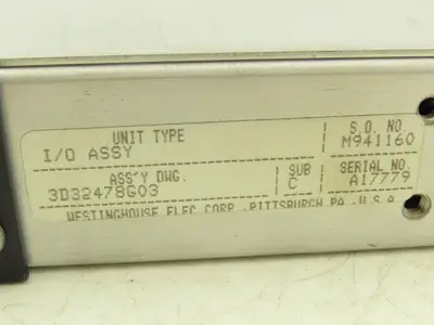 Westinghouse Electric 3D32478G03 Unimate PLC I/O Assembly 17-32 Rack Mount