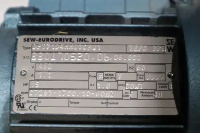 NEW SEW EURODRIVE DFT71D4 .5 HP GEARMOTOR STOCK HP147