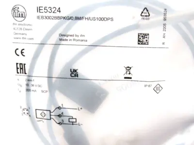 NEW IFM EFECTOR IEB3002BBPKG/0,8M/FH/US100DPS SENSOR IE5324