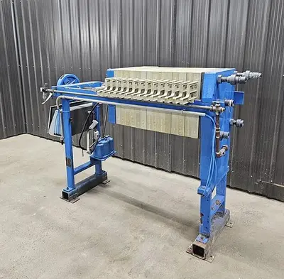 Used Perrin Filter Press, Recessed Plate, Gasketed, 470 Mm X 470 Mm, Polypropylene