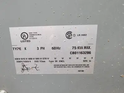 75 kVA Temporary Power Distribution Cart 600V Pri. 208Y/120V Sec.