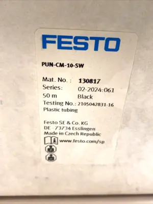 USED FESTO PNEUMATIC PLASTIC BLACK TUBING 10MM OD 7MM ID 50M 130817