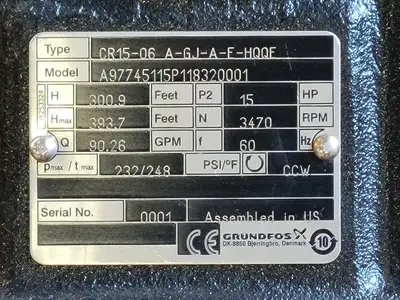 NEW GRUNDFOS CR15-06 A-GJ-A-E-HQQE