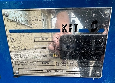 Krettek ProCent P 63 B Pilot horizontal peeler centrifuge, 316L SS.
