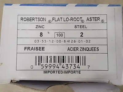 Flat Head Aster Lo-Root Screw Size 8 x 2" (Box of 100)