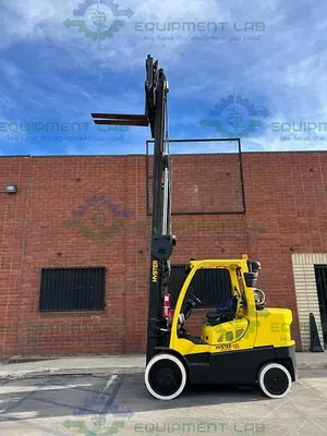USED HYSTER S 155F FORKLIFT 15000 LBS W/ ADJ. 48" FORKS - SIDE SHIFT, 220" MAX HEIGHT