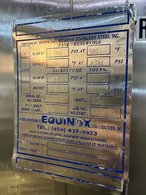 Equinox 3100 liter stainless steel jacketed tank