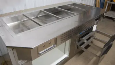142-1153 Southern Case Arts 5 Pan Food Warmer with Alto Shaam Hot Drawers