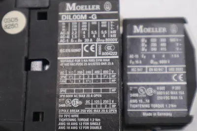 Moeller DIL00M-G CONTACTOR 20 AMP 3 POLE STOCK L-459C