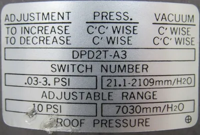 NEW BARKSDALE DPD2T-A3 PRESSURE OR VACUUM SWITCH DPD2TA3