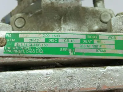 WM Powell CO CR-13 Valve WCB Body HF Seat 2" Gate Valve