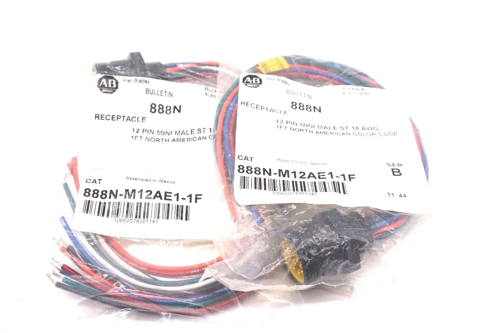 2 NEW ALLEN BRADLEY 888N-M12AE1-1F RECEPTACLE SER.B 888NM12AE11F