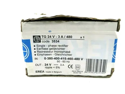 NEW SEALED EREA TG 24V-3A /480 SINGLE PHASE RECTIFIER TG24V3A480