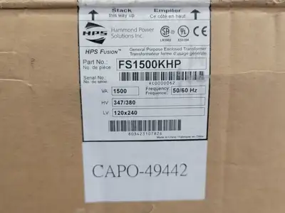 NEW HAMMOND POWER SOLUTIONS INC. FS1500KHP