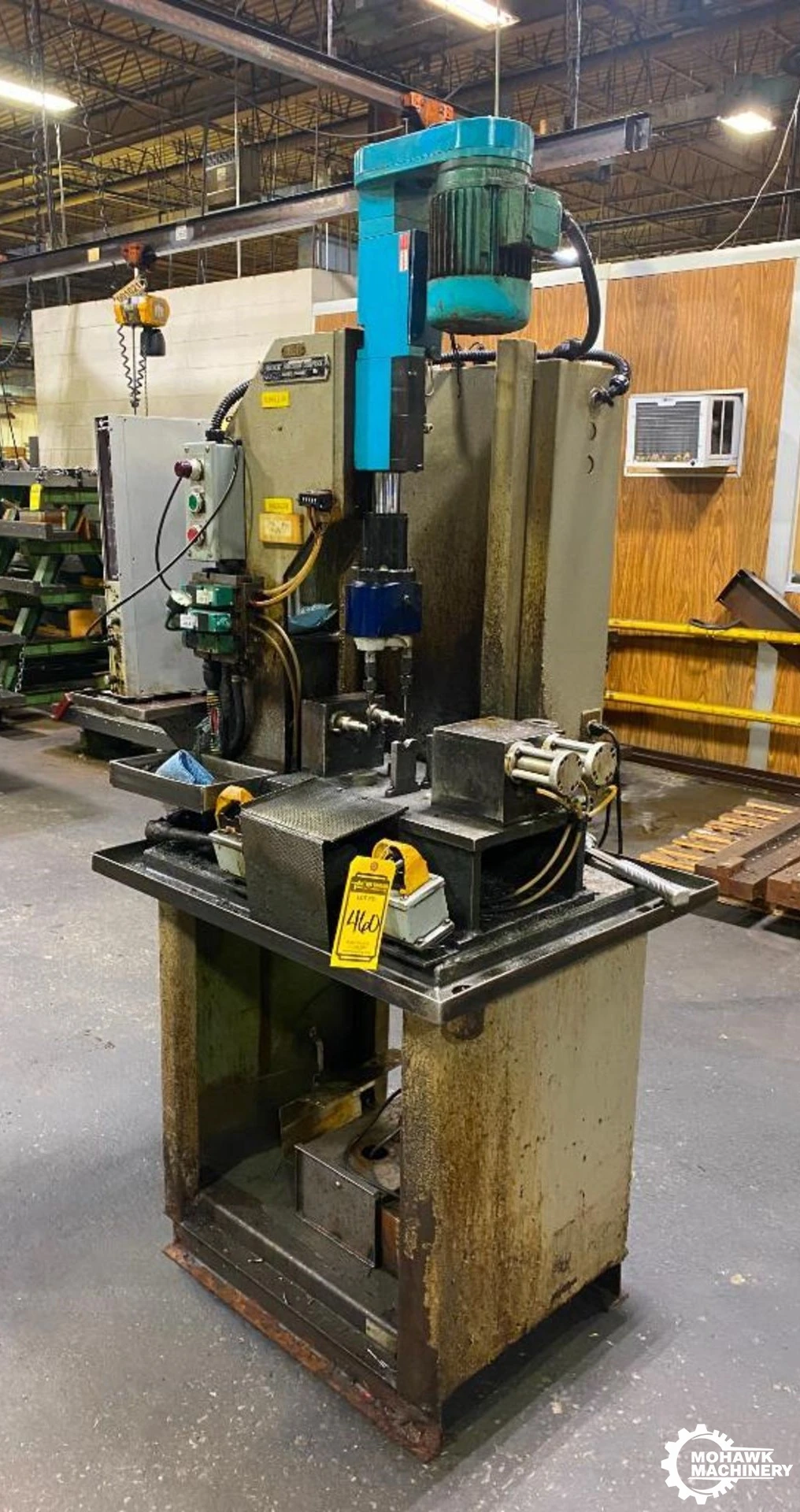 14" SUHNER "MONOMASTER" TWIN SPINDLE DRILL w/HACKETT FRAME & MH20/10 SUHNER 2-SPINDLE DRILL HEAD ATTACHMENT - .394" (10mm) DRILL CAPACITY - 7" THROAT
