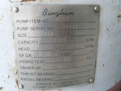 USED SULZER BINGHAM 10X12X14 CVA