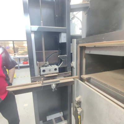 200 Ton, Accudyne, 36" x 72" hydraulic vacuum press, 750° heated plattens