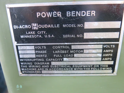 Diacro Hydraulic Power Bender No. 8