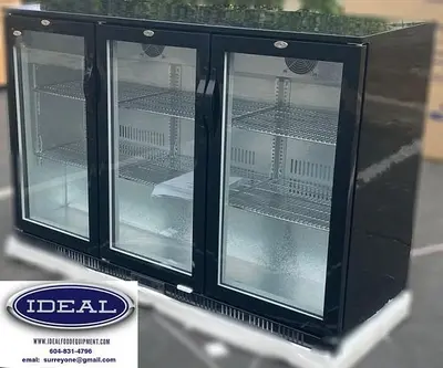 3 glass door back bar refrigerator - swing door