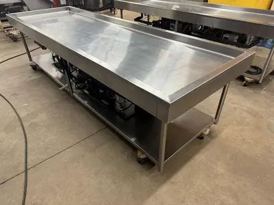 USED 2016 LESLIE FISHER ENGINEERING INC. STAINLESS STEEL CHILLER TABLE