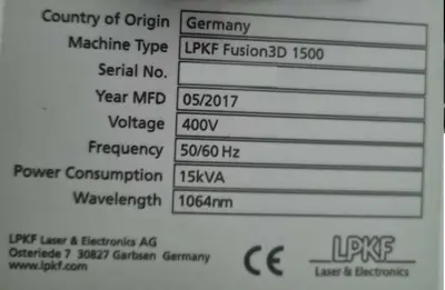 USED 2017 LPKF  LASER &  ELECTRONICS  - FUSION  GERMANY LPKF FUSION 3D 160I