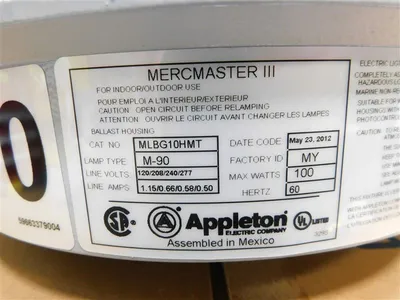 Appleton MLBG10HMT Ballast Housing M-90 Lamp Type  120/208/240/277 L Volts New