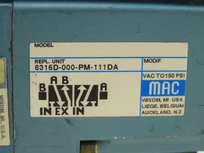 MAC 6316D-000-PM-111DA Pneumatic Directional Valve w/Pressure Regulator 120v