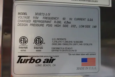 USED Turbo Air M3F72-3-N