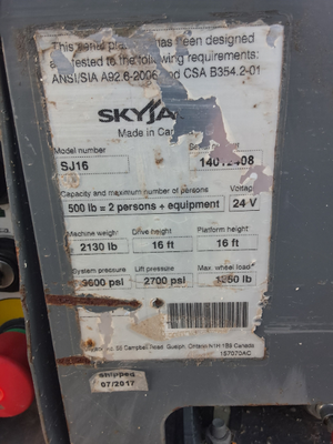 USED 2017 Skyjack SJ16