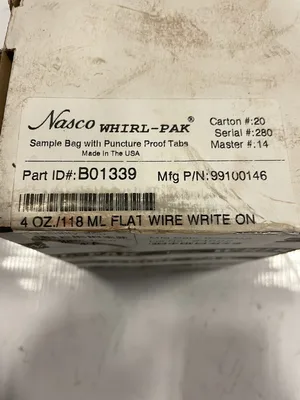 Nasco Whirl-Pak B01339 4oz Sample Bag 99100146 -NIB of 500