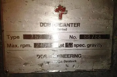 Hysep/DDS 252S (20x58) decanter centrifuge, Duplex SS.