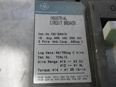 Used GE TED136015WL Circuit Breakers Ohio US | HGR 24 #911372