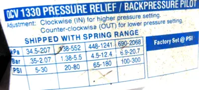NEW OCV 1330 PRESSURE RELIEF VALVE 521037