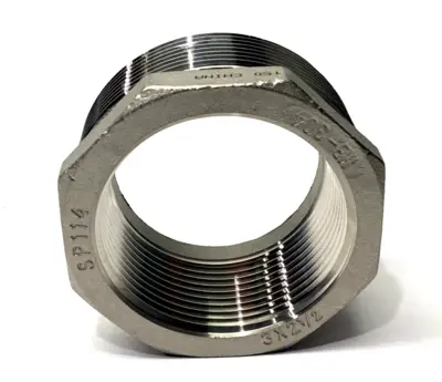 4464K179 | 304 SS Threaded Pipe Fitting, Bushing Adapter, 3" Male x 2-1/2" Female - New – Open box