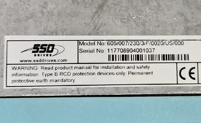 Used SSD Drives 605/007/230/3/F/0020/US/000 Variable Speed Drives South Carolina US | Palmetto Automation #1157852