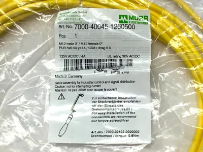 New | in-Stock Murrelektronik Double Ended Connector Cordset M12 M/F 5m Electrical Fittings Michigan US | Maverick Industrial Sales #1461097