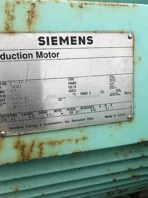 Siemens 300 HP 712 RPM Motor