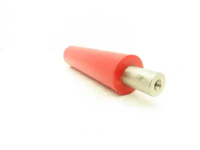 2"x 8" Red Polyurethane Conveyor Roller 1" Stainless Threaded Shaft  Lot of 3