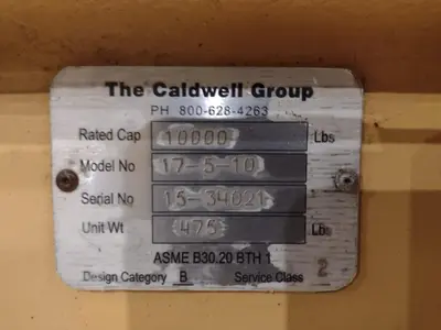 10,000 LBS X 128" X 10" CALDWELL MODEL #17-5-10 SPREADER BAR: YOBRO #24577