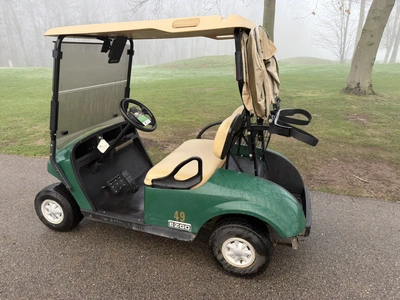 (1) 2017 E-Z-Go golf cart with a Kawasaki gas engine, model 625111G01, includes canopy, ball cover, ...
